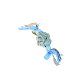 HAPPY PET FLEECY ROPE BALL TUGGER BLUE