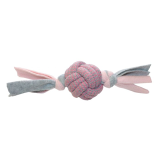 HAPPY PET FLEECY ROPE BALL TUGGER PINK