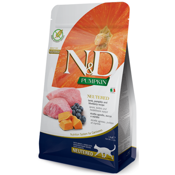 N&D CAT PUMPKIN NEUTERED LAMB 1.5KG
