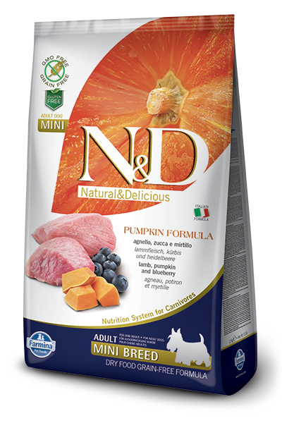 N&D DOG PUMPKIN LAMB & BLUEBERRY ADULT MINI 2.5KG