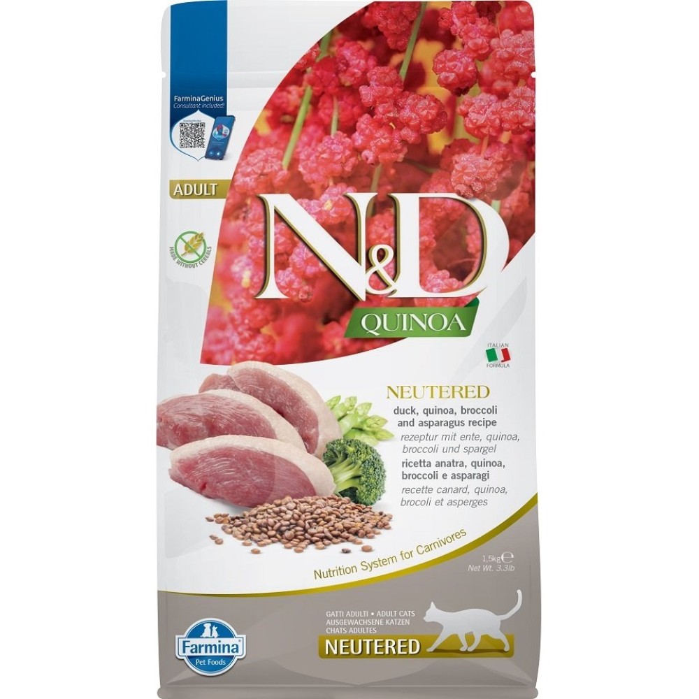 N&D CAT QUINOA NEUTERED DUCK 1.5KG