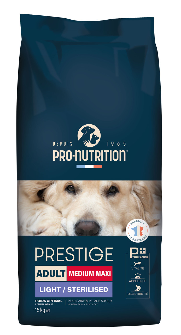 PRO-NUTRITION PRESTIGE DOG ADULT LIGHT/STERILISED MED/MAX 14+2.5KG