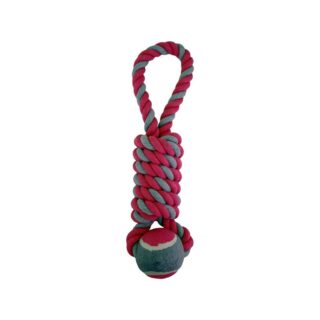 HAPPY PET OUT AND ABOUT TENNIS BALL TUGGER PINK