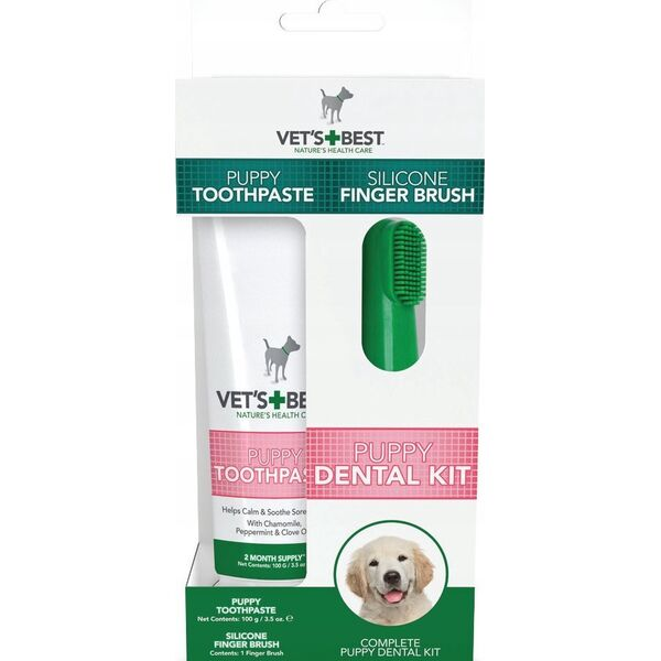 VET'S BEST PUPPY DENTAL KIT TOOTHPASTE&FINGERBRUSH
