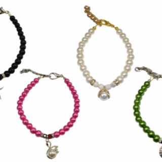 Woof Moda Περιδεραιο Περλα Μαυρο Xs 18-23Cm